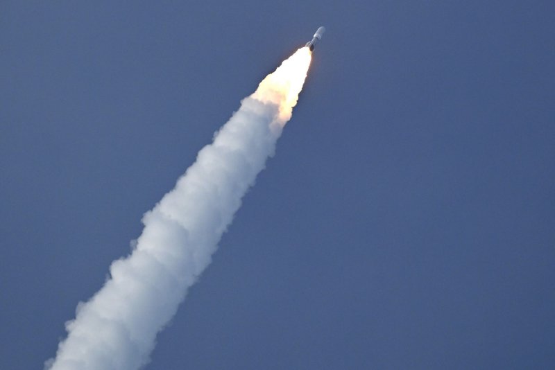 A United Launch Alliance (ULA) Atlas V rocket launches the first payload for Amazon's Kuiper program from Launch Complex 41 at the Cape Canaveral Space Force Station, Florida, on Monday. Photo by Joe Marino/UPI